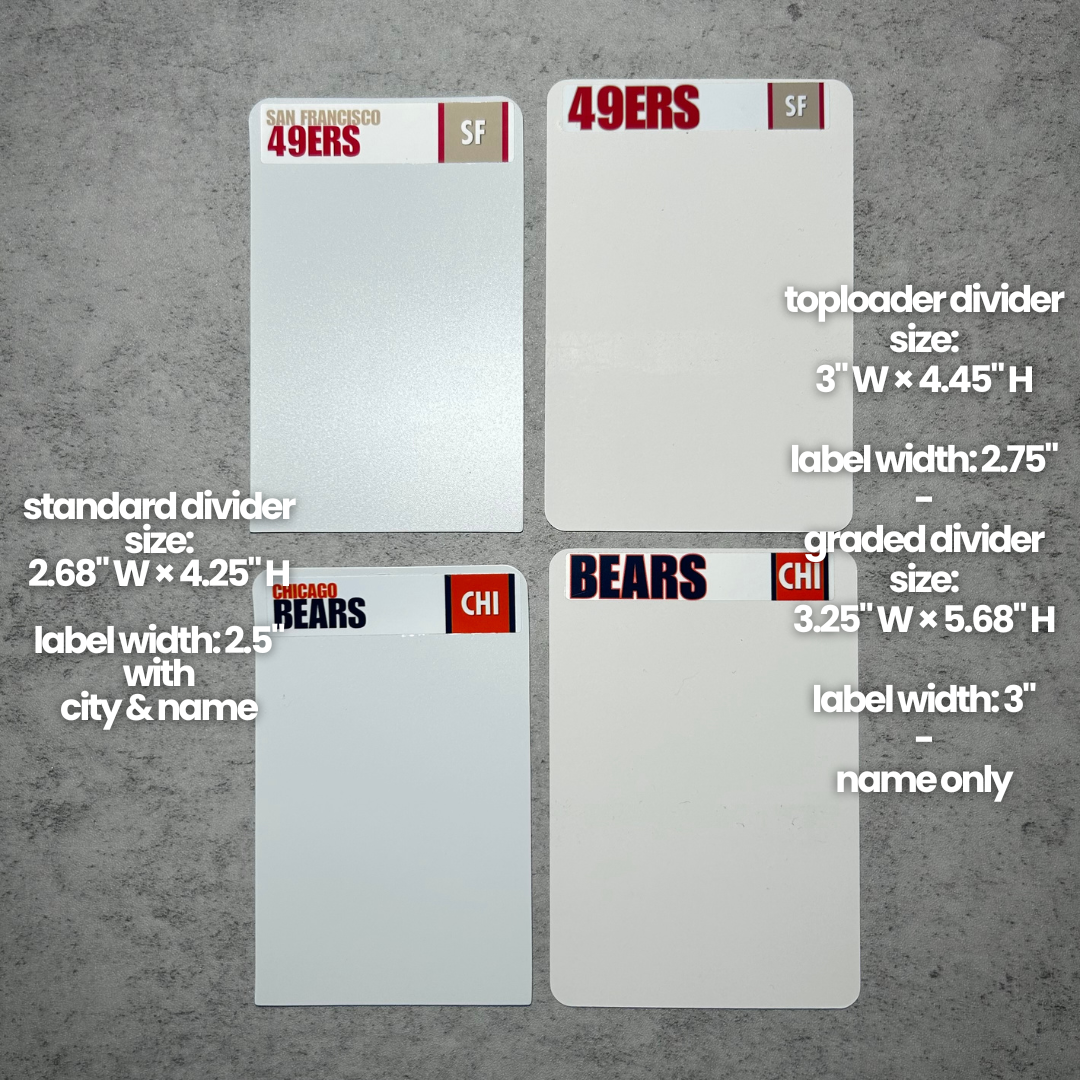 Card Dividers (Choose Sport & Size)