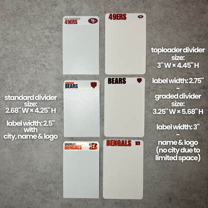 Card Divider Labels ONLY (Choose Sport & Size)